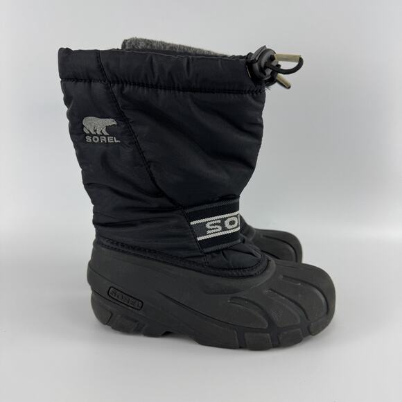 Sorel Youth Cub Size 1 Black Insulated Waterproof Snow w/Inner Boots Boys Girls - Picture 1 of 7